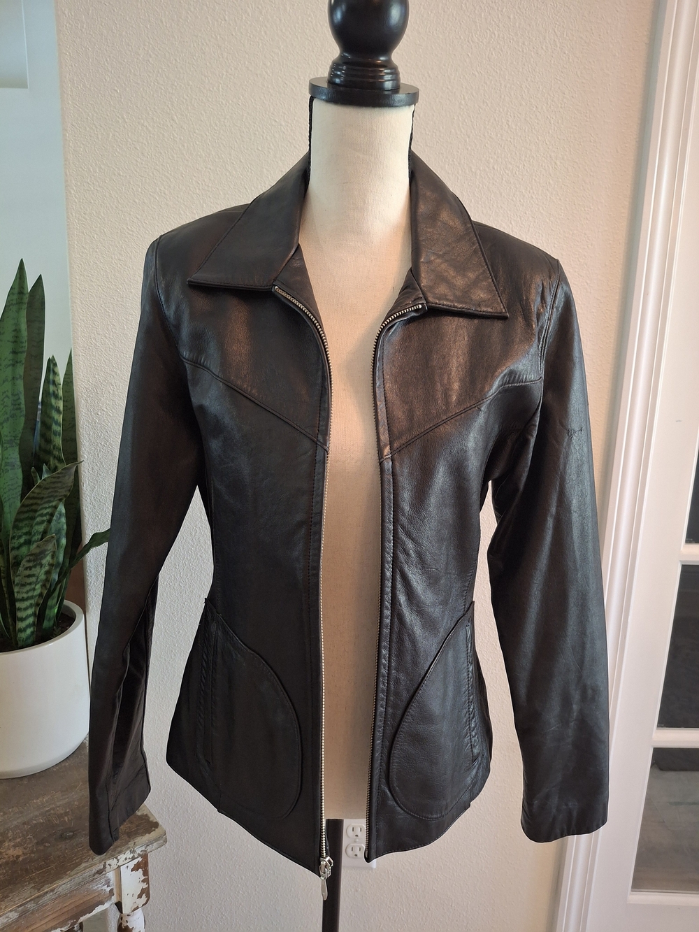 Vintage Y2k Wilsons Leather Black Women's Zip-Front Leather Jacket